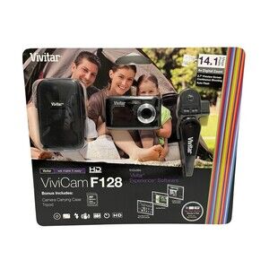 Vivitar ViviCam F128 14.1MP Digital Camera Black w/ Case & Tripod - NEW SEALED